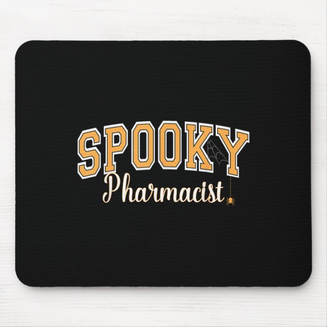 Spooky Pharmacist Halloween Spider Varsity Orange  Mouse Pad (Front)