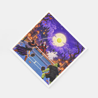 Spooky Pickleball Halloween Paper Napkins