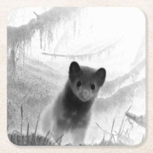 Spooky Pine Marten Coaster