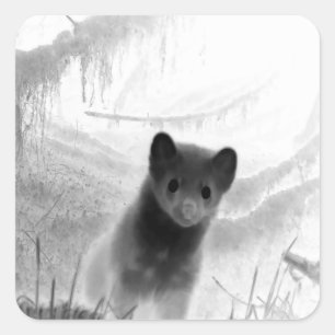 Spooky Pine Marten Square Sticker