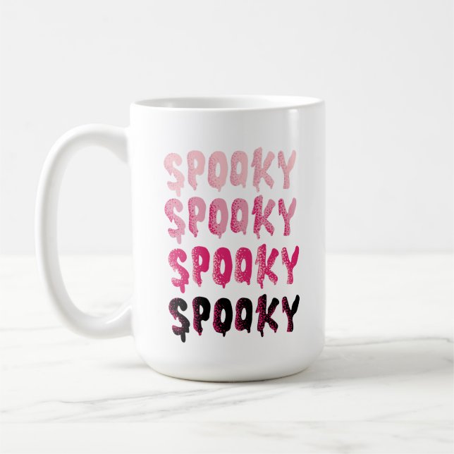 Spooky Pink and Black Halloween  Coffee Mug (Left)