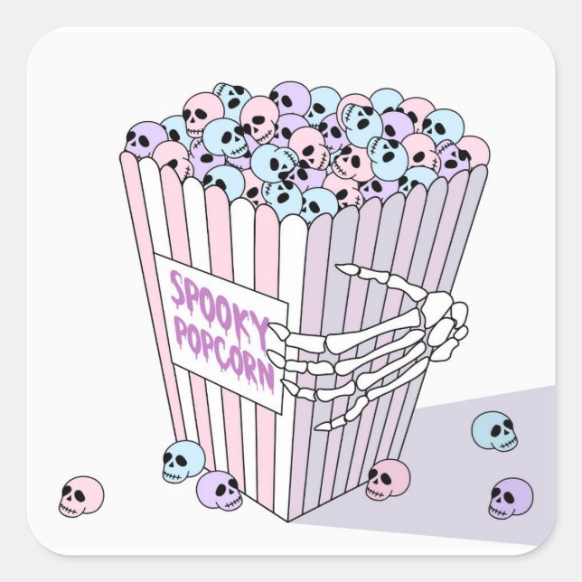 Spooky Popcorn Square Sticker (Front)