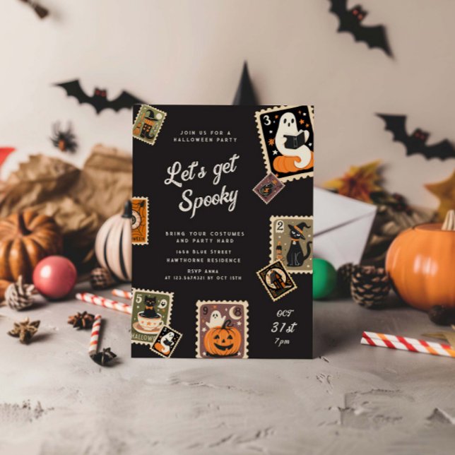 Spooky Postage Stamp Halloween Party Invitation (Creator Uploaded)