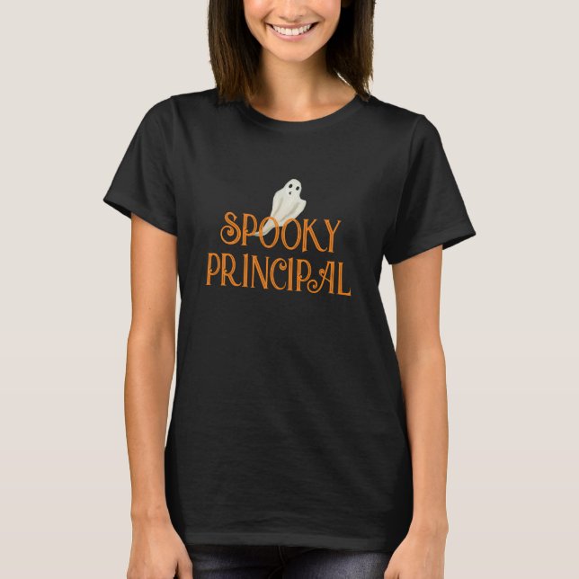 Spooky Principal Halloween Black Tee (Front)