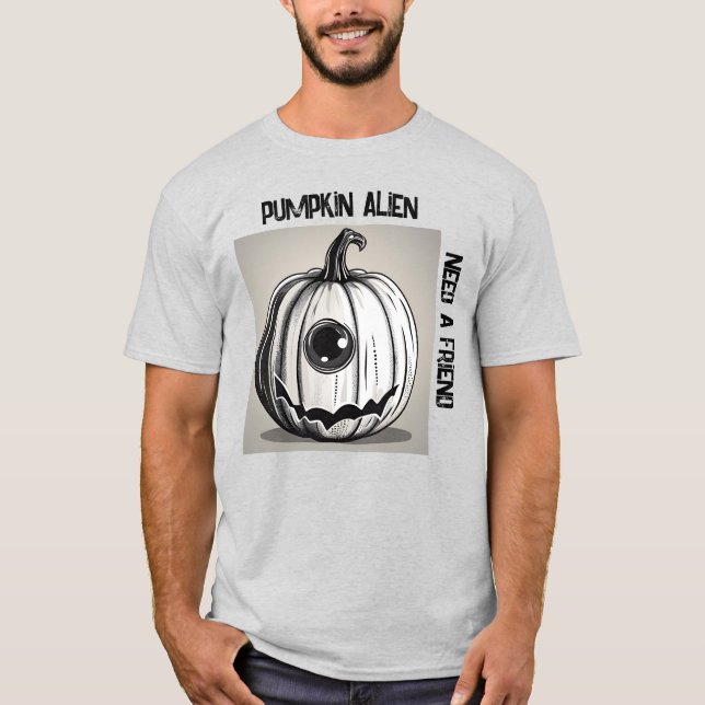 Spooky Pumpkin Alien T-Shirt -Unisex-Editable Text (Front)