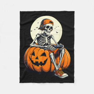 Spooky Pumpkin & Skeleton Gamer Tee _ Boys &am Fleece Blanket