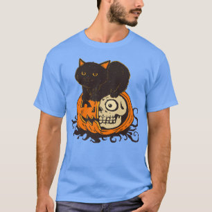 Spooky Pumpkin and Black Cat Halloween Vintage Cos T-Shirt
