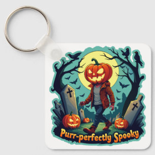 Spooky Pumpkin Art: Perfect for Halloween Decor! Key Ring