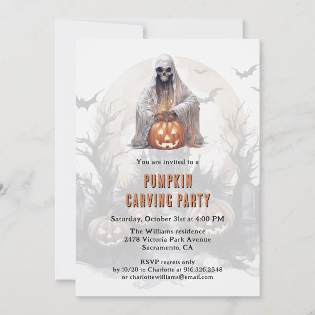 Spooky Pumpkin Carving Party Halloween  Invitation (Front)