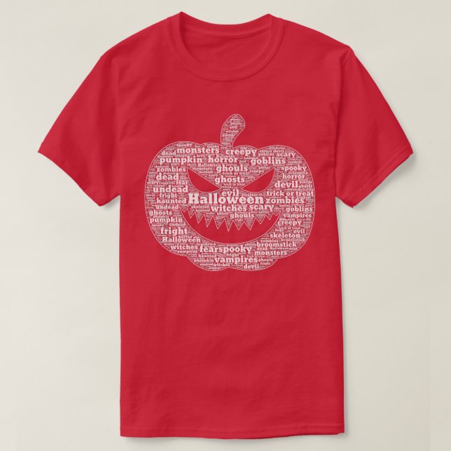 Spooky Pumpkin Face  Halloween Wordcloud  T-Shirt (Design Front)