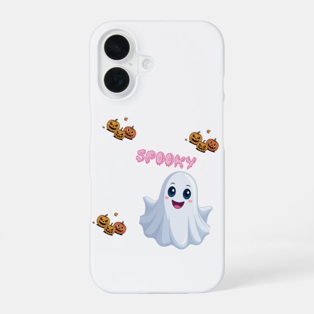 Spooky Pumpkin & Ghost Cute Halloween Phone Case (Back)
