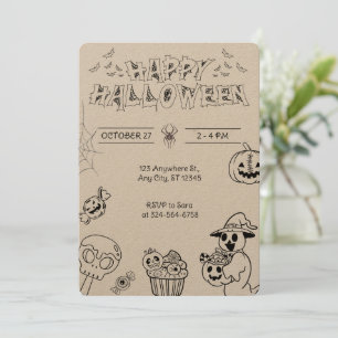 Spooky Pumpkin & Ghost for Kids & Adults Invitation