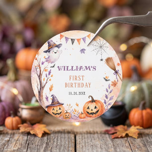 Spooky Pumpkin Halloween Birthday Classic Round Sticker