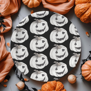 Spooky Pumpkin Halloween Black Jack-O’-Lantern Paper Plate