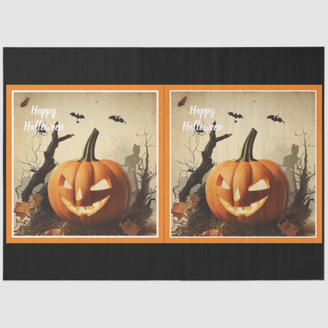 Spooky Pumpkin Halloween Collection Tissue Paper (Front)