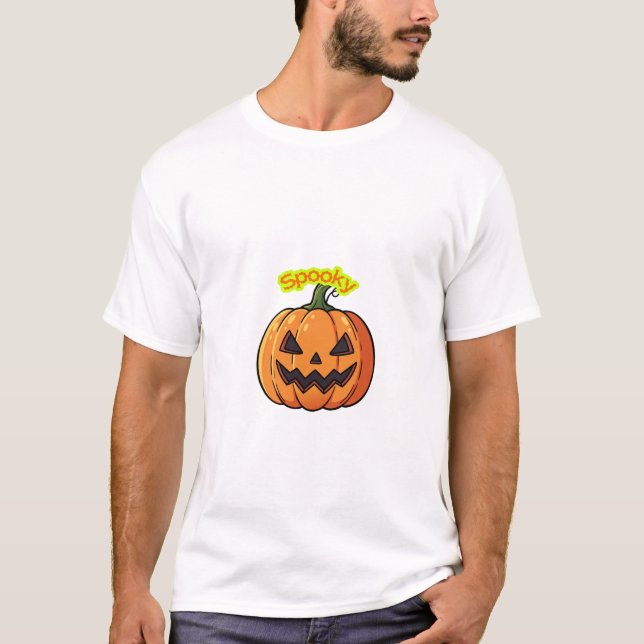 Spooky Pumpkin Halloween Design T-Shirt (Front)