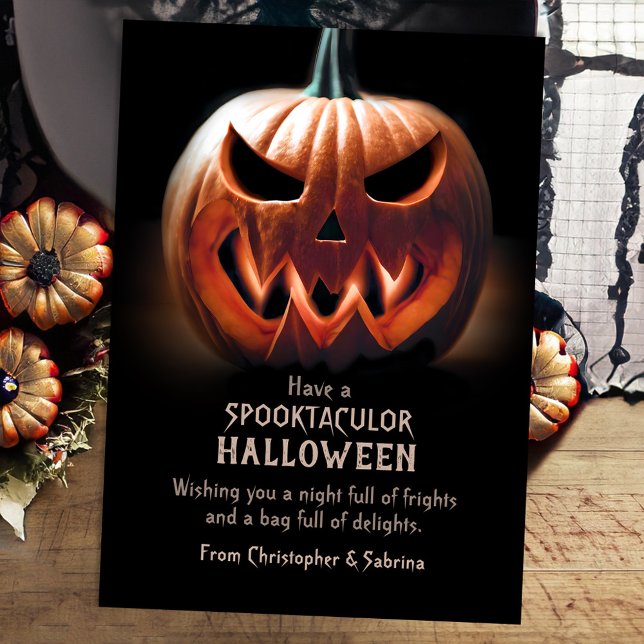 Spooky Pumpkin Halloween Greeting Holiday Card (Creator Uploaded)