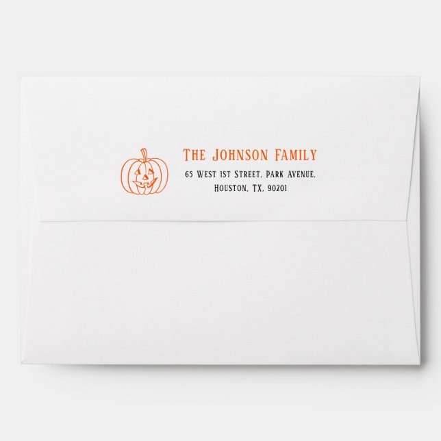 Spooky Pumpkin Halloween Invitation Return Address Envelope (Back (Top Flap))