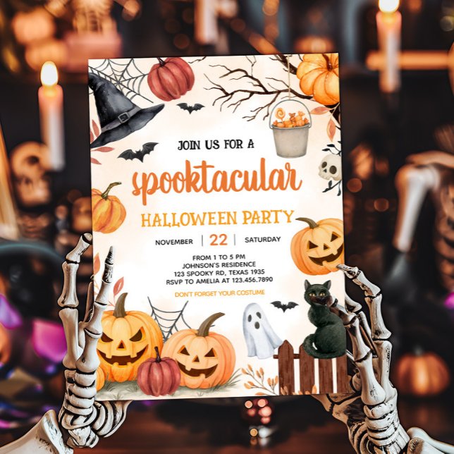 Spooky Pumpkin Halloween Party Invitation (Spooktacular Halloween Party Invitation)