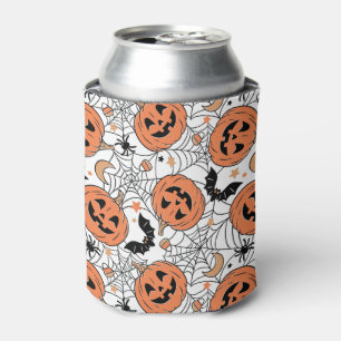 Spooky Pumpkin Halloween Pattern Can Cooler