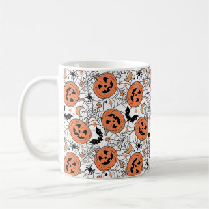 Spooky Pumpkin Halloween Pattern Coffee Mug