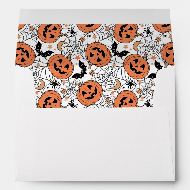 Spooky Pumpkin Halloween Pattern Envelope (Back (Bottom))