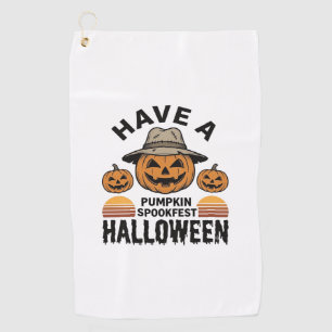 Spooky Pumpkin Halloween Vintage Engraving Shirt D Golf Towel