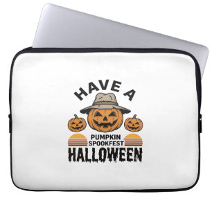 Spooky Pumpkin Halloween Vintage Engraving Shirt D Laptop Sleeve