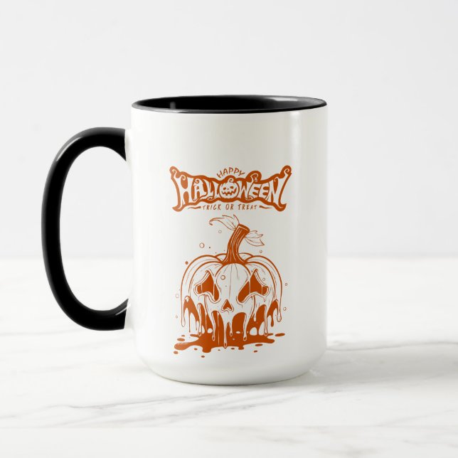  spooky pumpkin Halloween white orang Mug (Left)