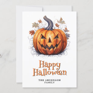 Spooky Pumpkin Happy Halloween Card