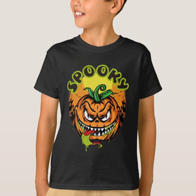 Spooky Pumpkin Happy Halloween T-Shirt (Front)