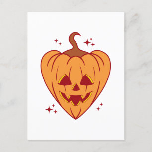 Spooky Pumpkin Heart Halloween Postcard