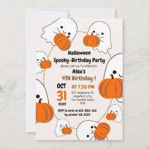 Spooky pumpkin kids halloween birthday party invitation