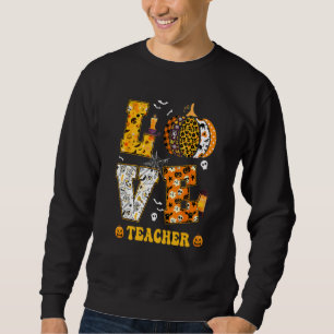 Spooky Pumpkin Love Halloween Teacher Teacher Stud Sweatshirt