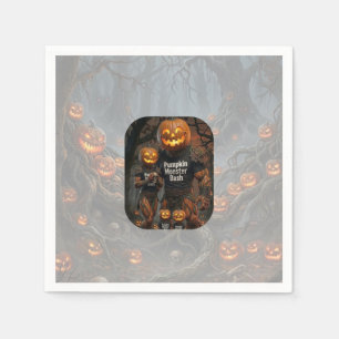 Spooky Pumpkin Monster Bash Halloween Party Paper Napkin