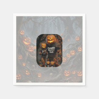 Spooky Pumpkin Monster Bash Halloween Party Paper  Napkin
