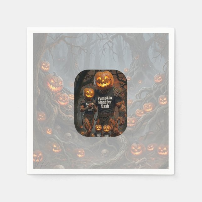 Spooky Pumpkin Monster Bash Halloween Party Paper  Napkin (Front)