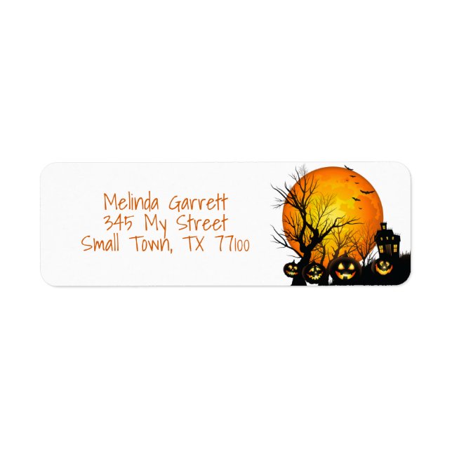 Spooky Pumpkin Moon Halloween Custom Address (Front)