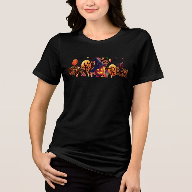 Spooky Pumpkin Night Women T-Shirt Tri-Blend Shirt (Front)