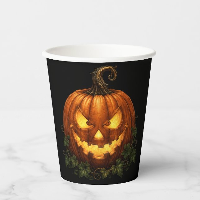 Spooky Pumpkin Party Paper Cup (Front)