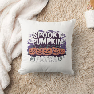 Spooky Pumpkin Patch Halloween Throw Pillow