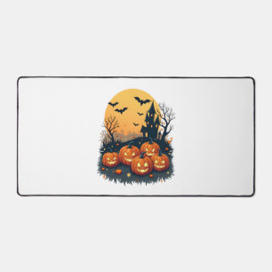 Spooky Pumpkin Patch – Retro Halloween Tee Desk Mat