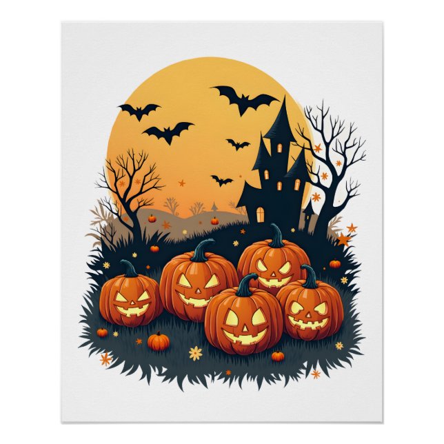 Spooky Pumpkin Patch � Retro Halloween Tee Poster (Front)