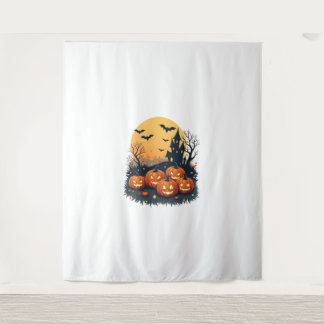 Spooky Pumpkin Patch – Retro Halloween Tee Tapestry