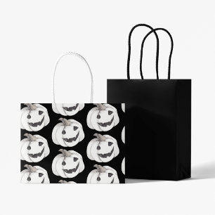 Spooky Pumpkin Pattern Happy Halloween Large Gift Bag