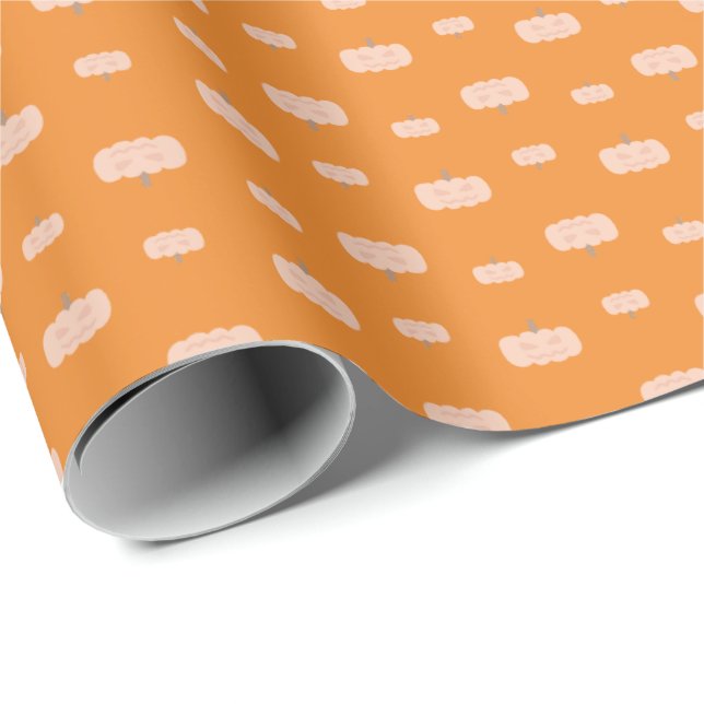 Spooky Pumpkin Pattern Wrapping Paper (Roll Corner)