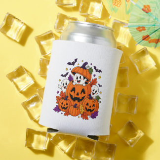 Spooky Pumpkin Peek-a-Boo Ghosts Can Cooler