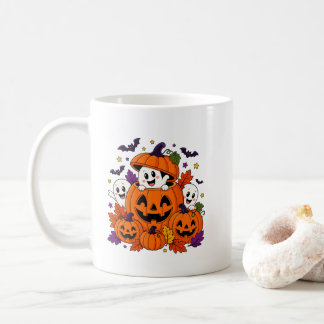 Spooky Pumpkin Peek-a-Boo Ghosts Coffee Mug