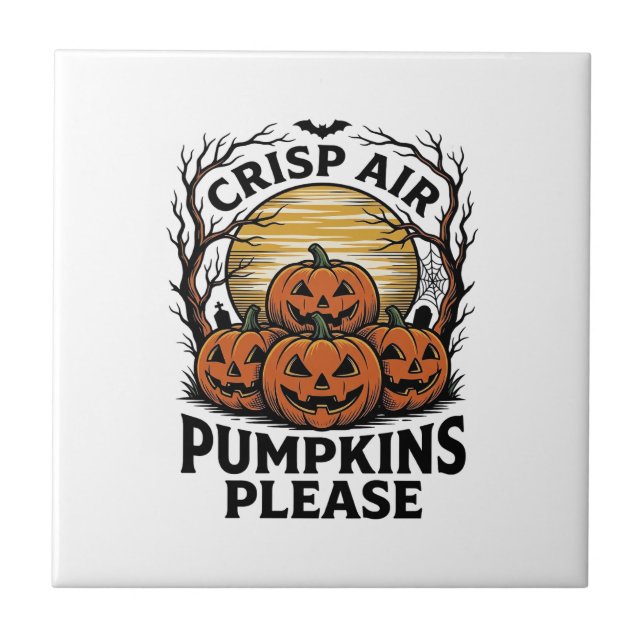 Spooky Pumpkin Shirt Vintage Engraving Fall Hallow Tile (Front)
