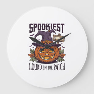 Spooky Pumpkin Shirt Vintage Engraving Halloween T Large Clock